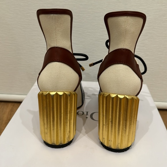 Dior glorious pump in canvas, leather and crinkled leather - Picture 5 of 17